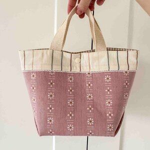 Adorable pink structured mini tote bag for needlework projects